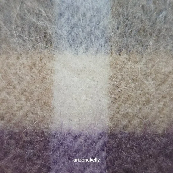 Luxurious Cashmere Scarf Purple Plaid Thick Plush - Picture 7 of 13